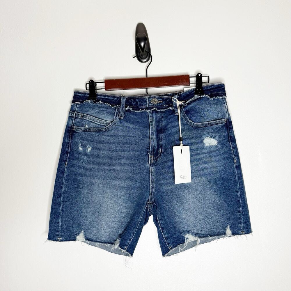 Kancan High Rise Frayed Hem Distressed Denim Jean Shorts Women’s Size 11/29 NWT